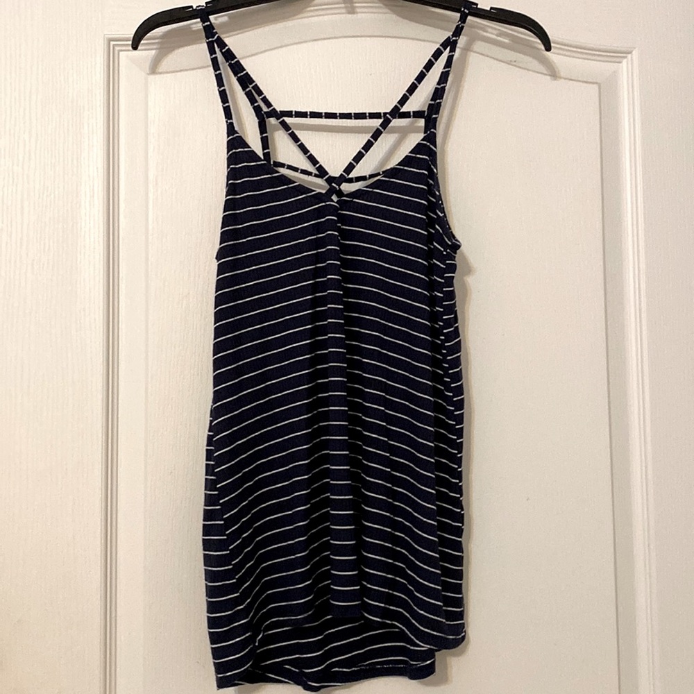 Hollister navy and white striped spaghetti strap top size S